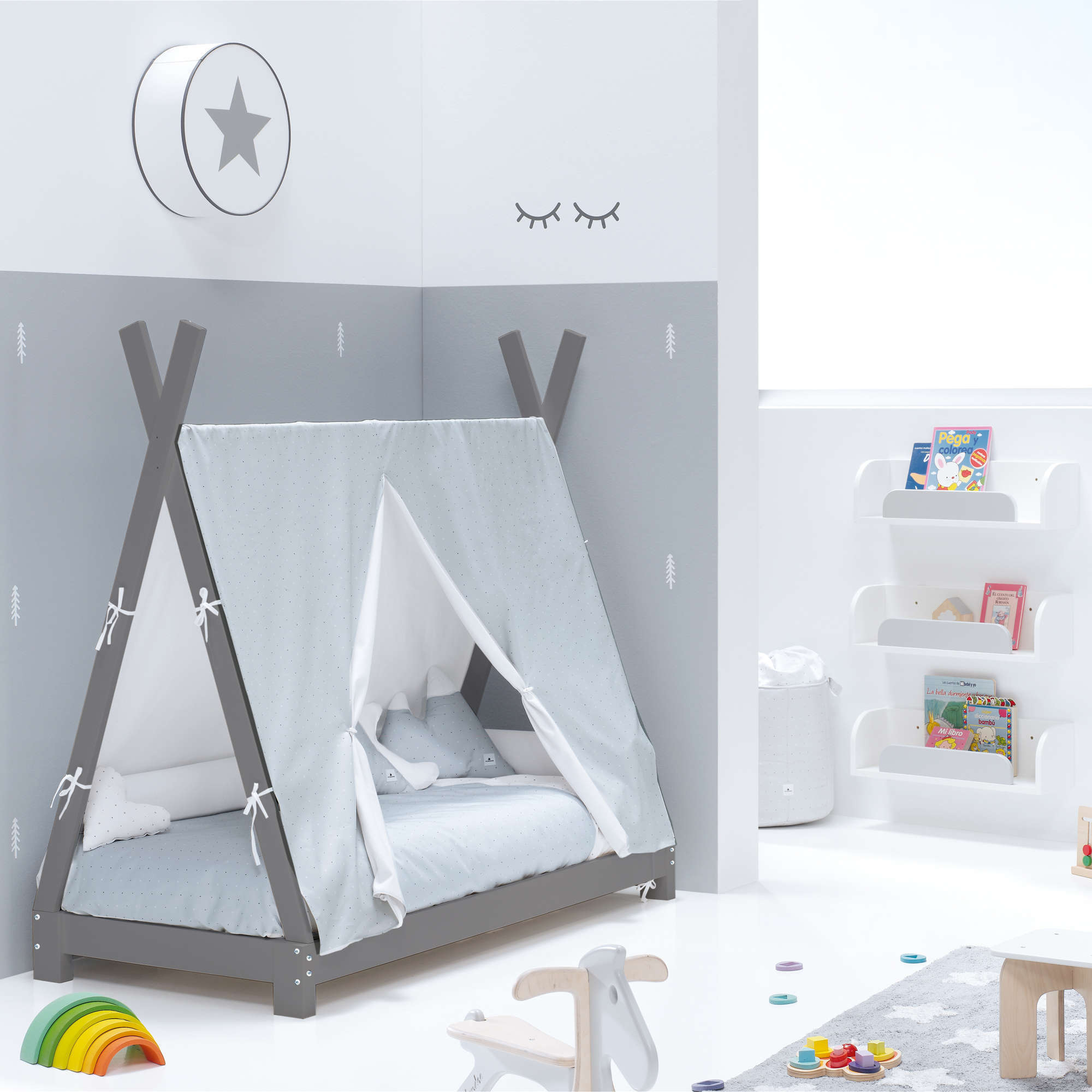 Espejo infantil bebés Montessori blanco 2 posiciones · NE122-M77