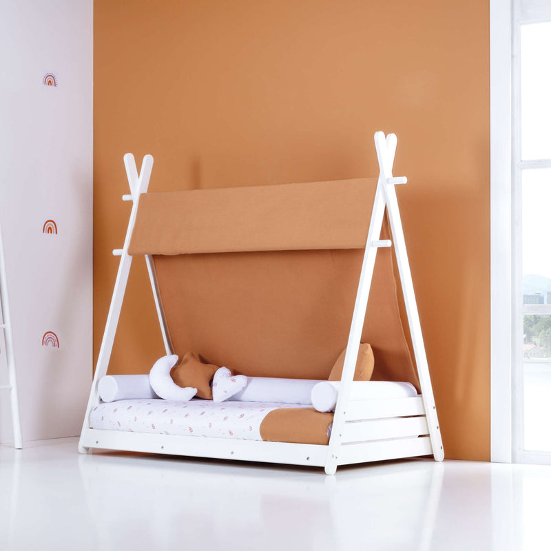 Cama-cabaña Montessori 90x200 cm con textil Ariake · Homy XL