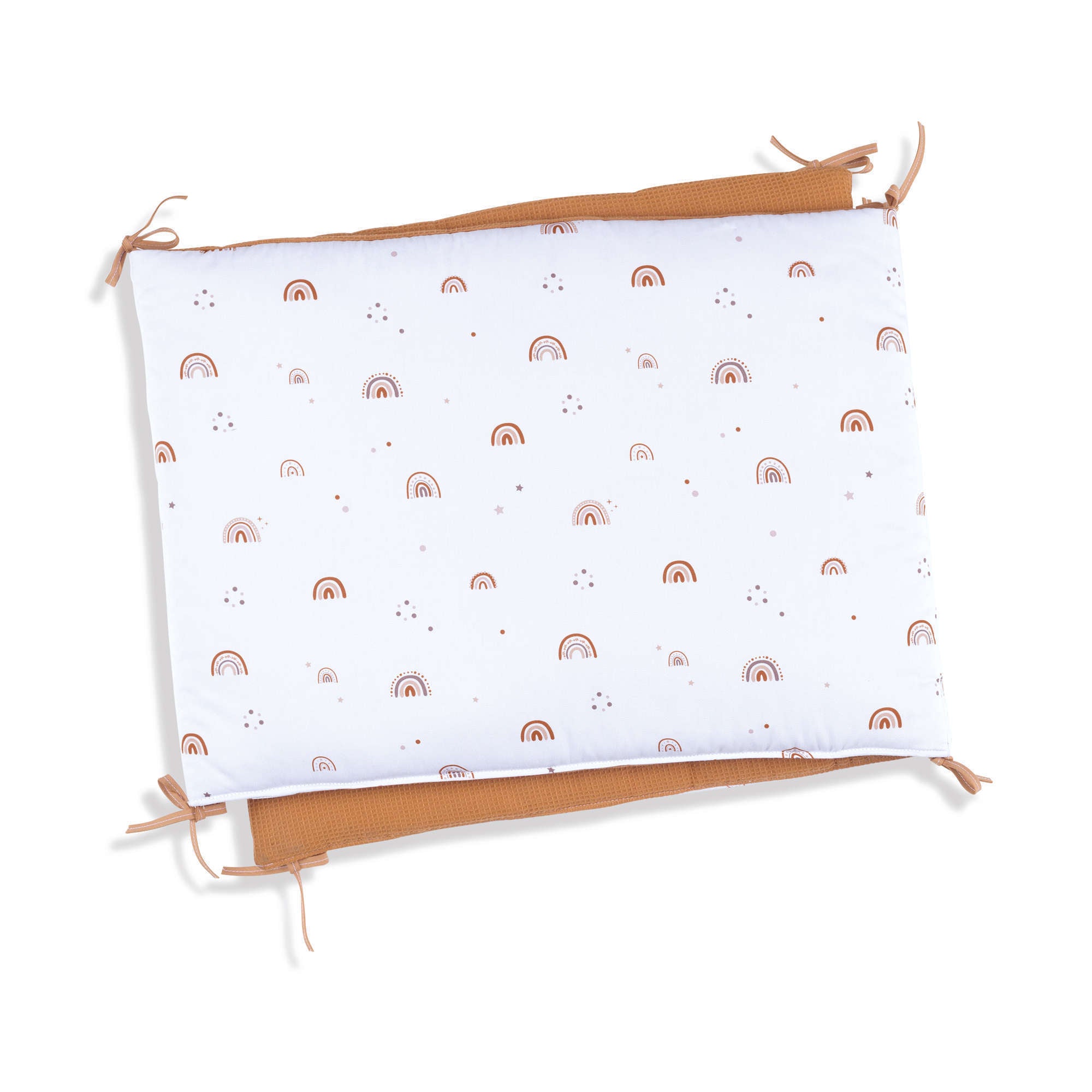 Cama infantil montessori con textil estampado teja (70x140 cm