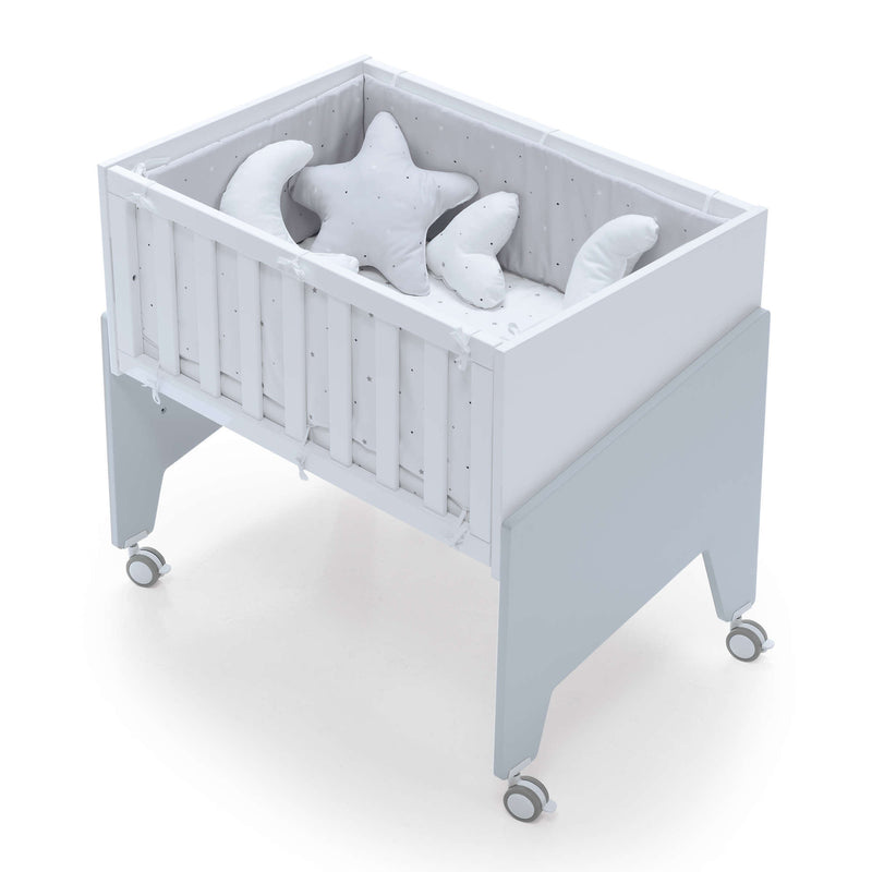 Minicuna de colecho 50x80 cm para bebé (5en1) blanca/gris · Equo