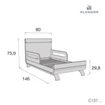 Cuna-cama-escritorio (3en1) 70x140 cm con patas de acero · Kurve C137