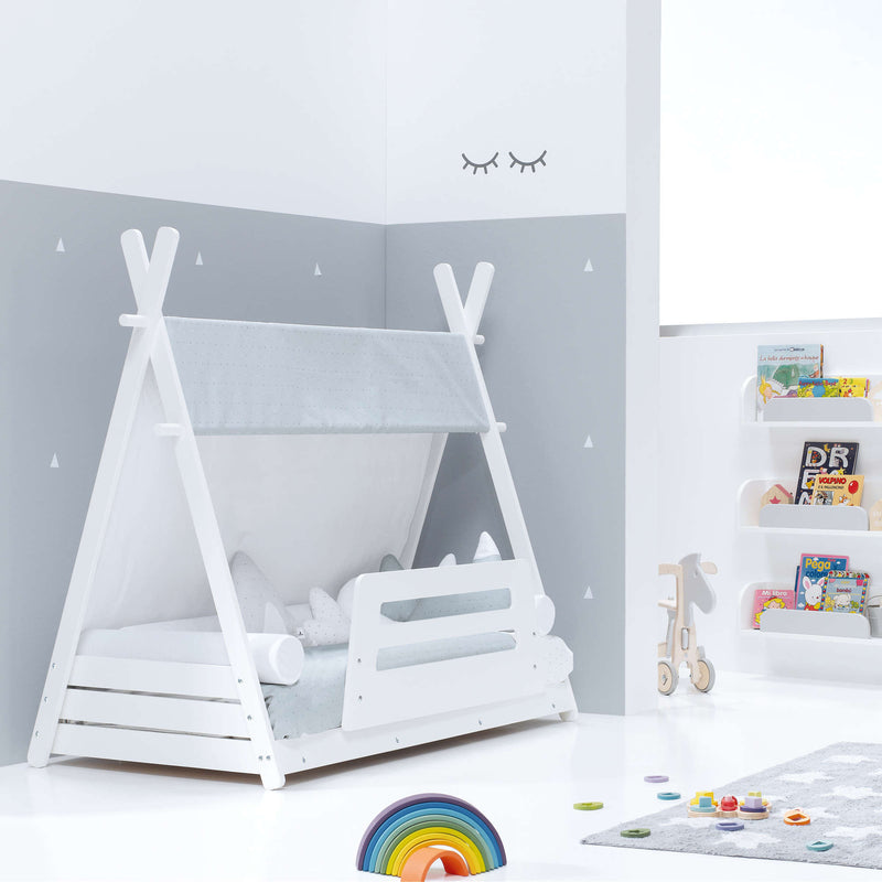 Cama-cabaña Montessori 90x200 cm con textil Galaxy · Homy XL
