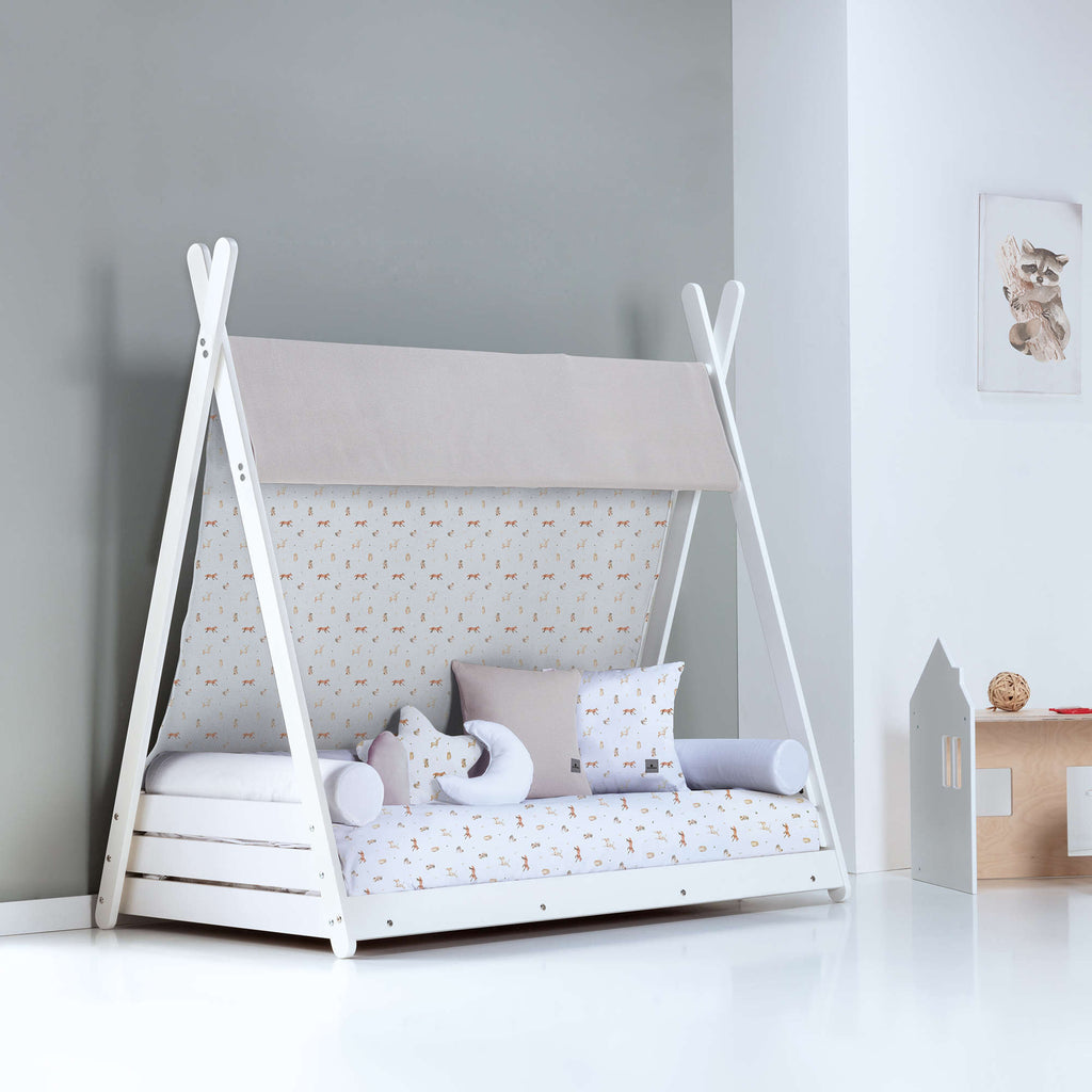 Toldo para cama Montessori 90x200 cm con estampado de bosque