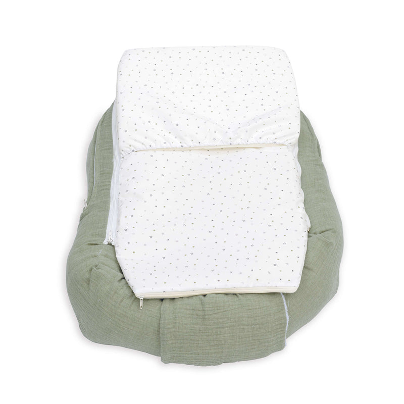 Nido colecho bebés (con cuña) verde-oliva · Mist 666C-156