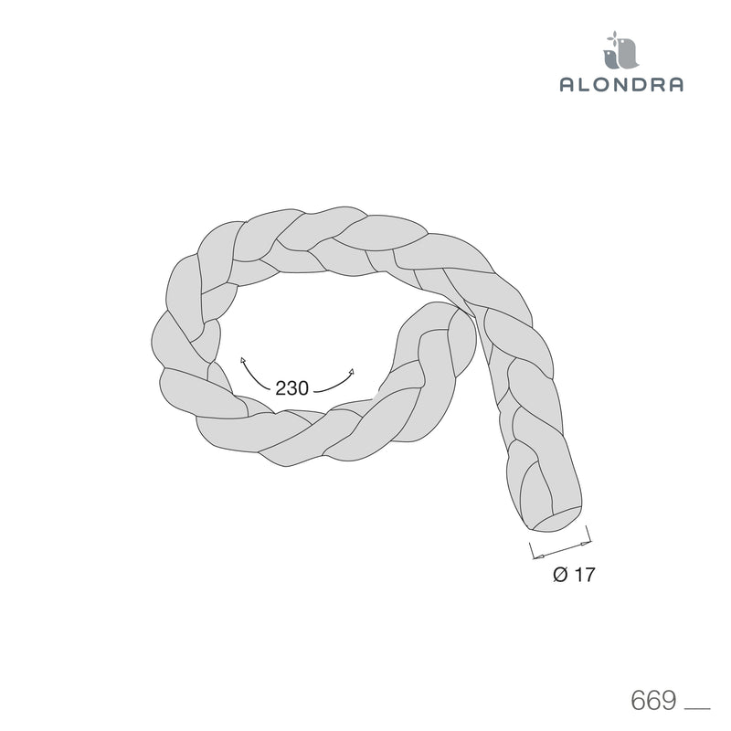 Trenza protector para cuna en gris · 669-134
