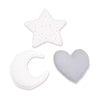 Set 3 cojines (luna, estrella, corazón) gris · Delphin 693A-134