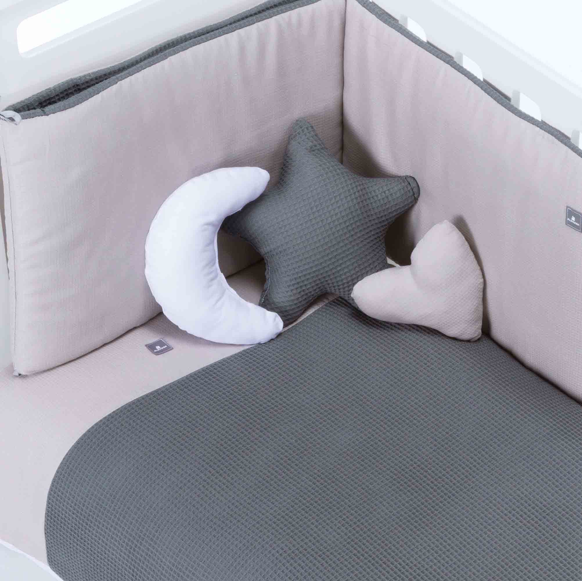 Almohada Cuna 60x120 Set Nórdico Y Protector Gris Marengo Para