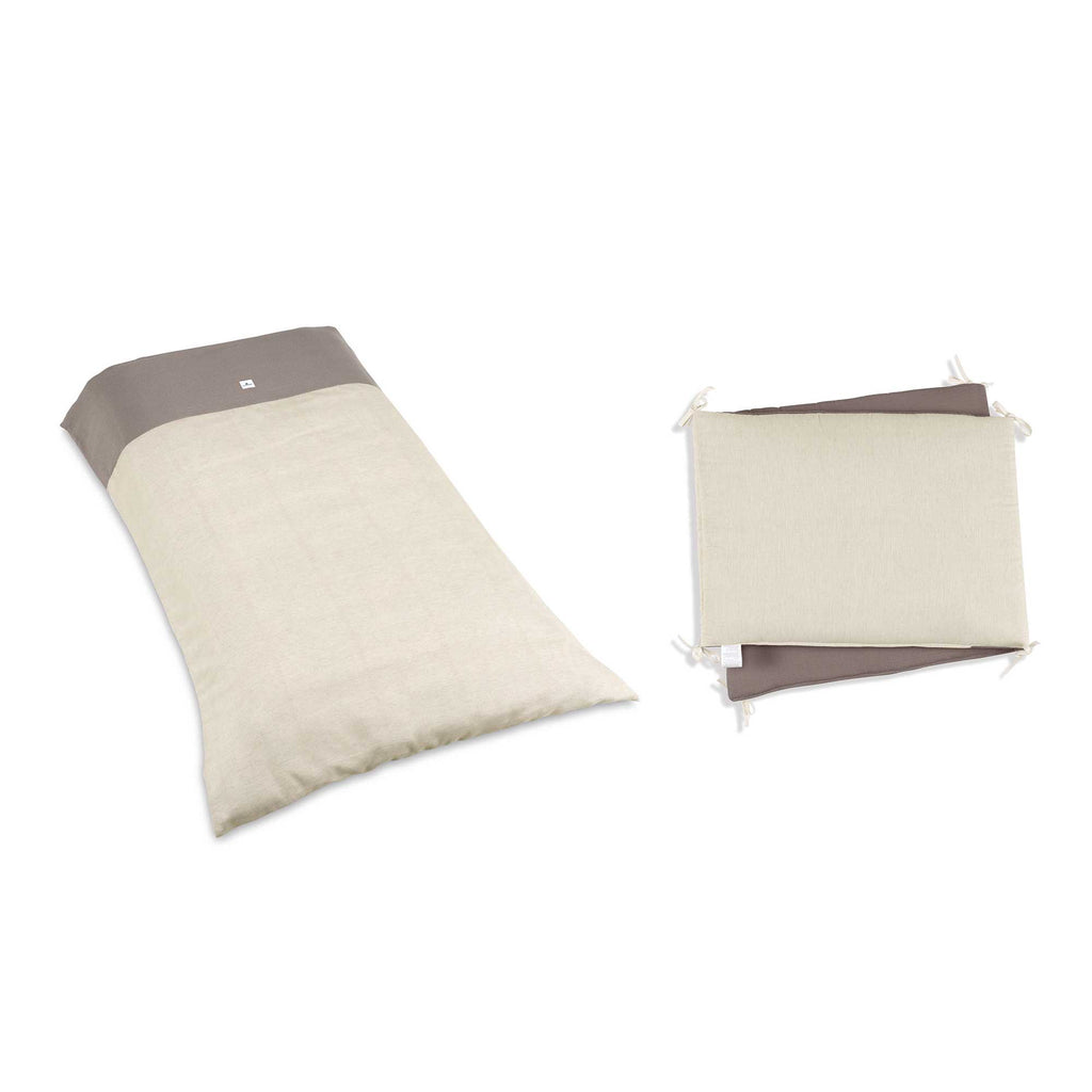 textil y protector para minicuna color Sahara Sand
