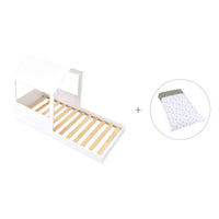 Cama infantil de 90x190 cm Montessori con casita · Bianca Tre QT664