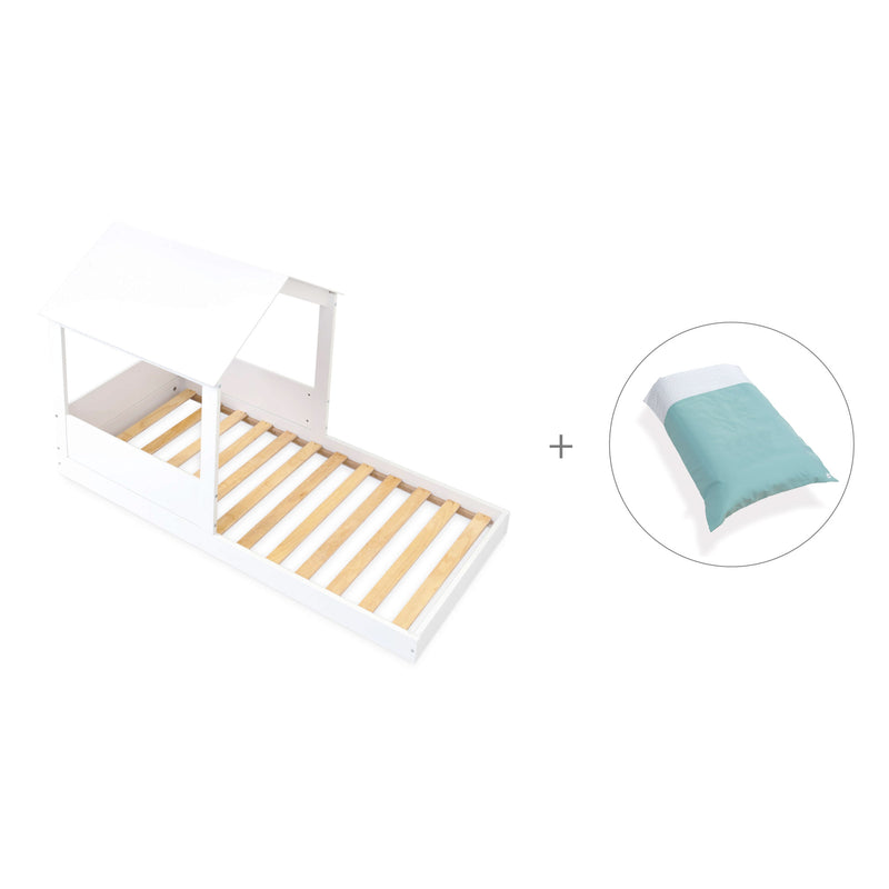 Cama infantil de 90x190 cm Montessori con casita · Bianca Tre QT664