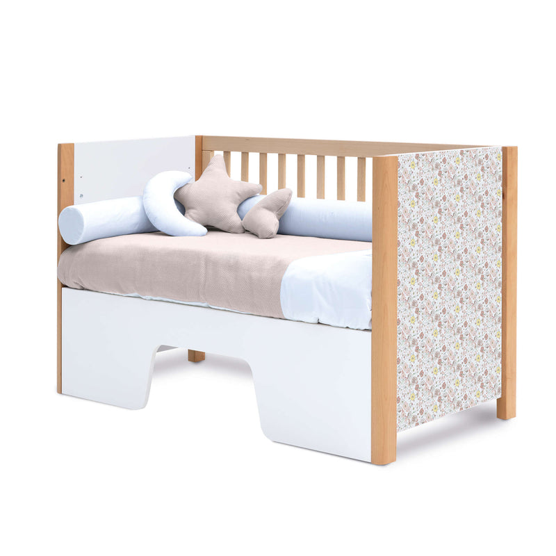 Cuna 60x120 cm madera con vinilo flores rosa · Ombra Liberty C167V-M9577-132