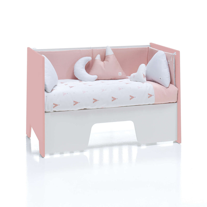 Cuna colecho 60x120 cm (5en1) rosa/blanco · Omni Due Quarzo
