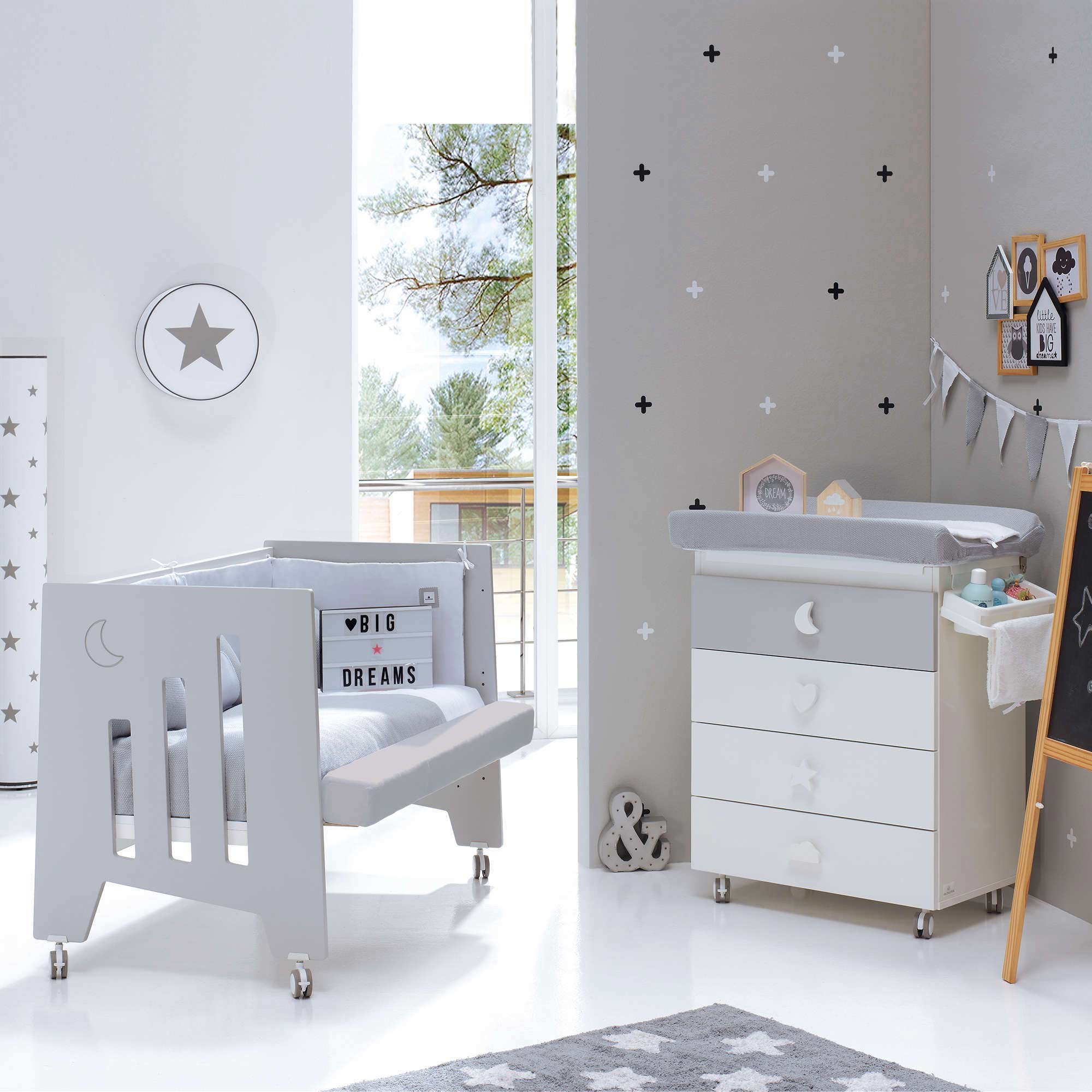 Cuna-escritorio 60x120 cm (2en1) gris · Omni Due Grey C181D-M7778