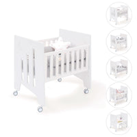 Minicuna de colecho (5en1) con ruedas 60x80 cm blanca · Omni Uno White