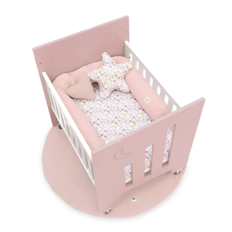 Minicuna colecho (5en1) con ruedas 60x80 cm rosa claro · Omni Uno Flamingo C181A-M7742