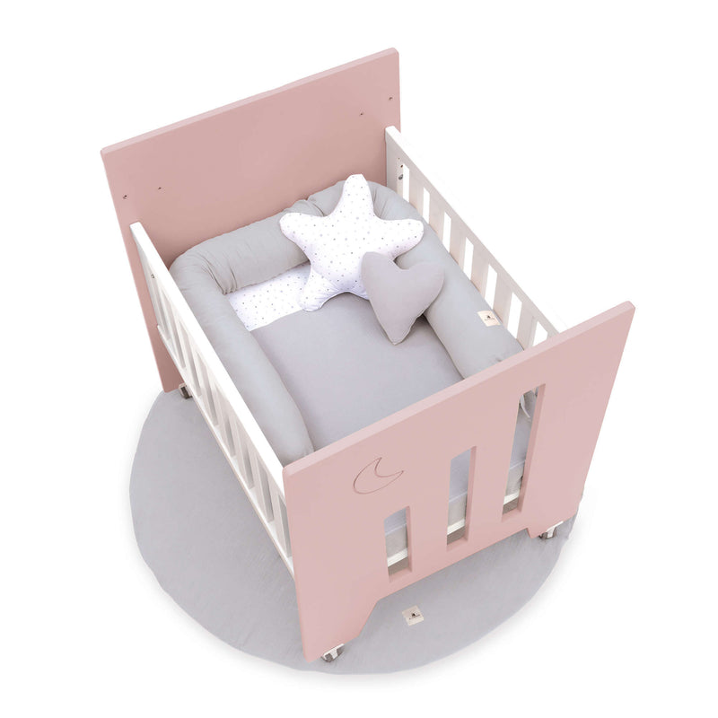 Minicuna colecho (5en1) con ruedas 60x80 cm rosa claro · Omni Uno Flamingo C181A-M7742