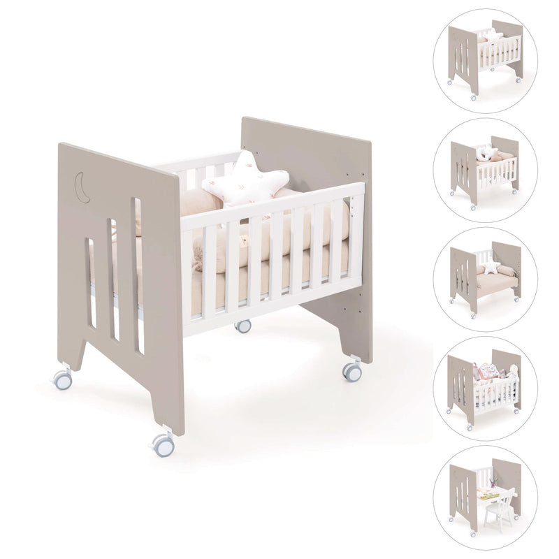 Minicuna colecho (5en1) con ruedas 60x80 cm beige · Omni Uno Arena