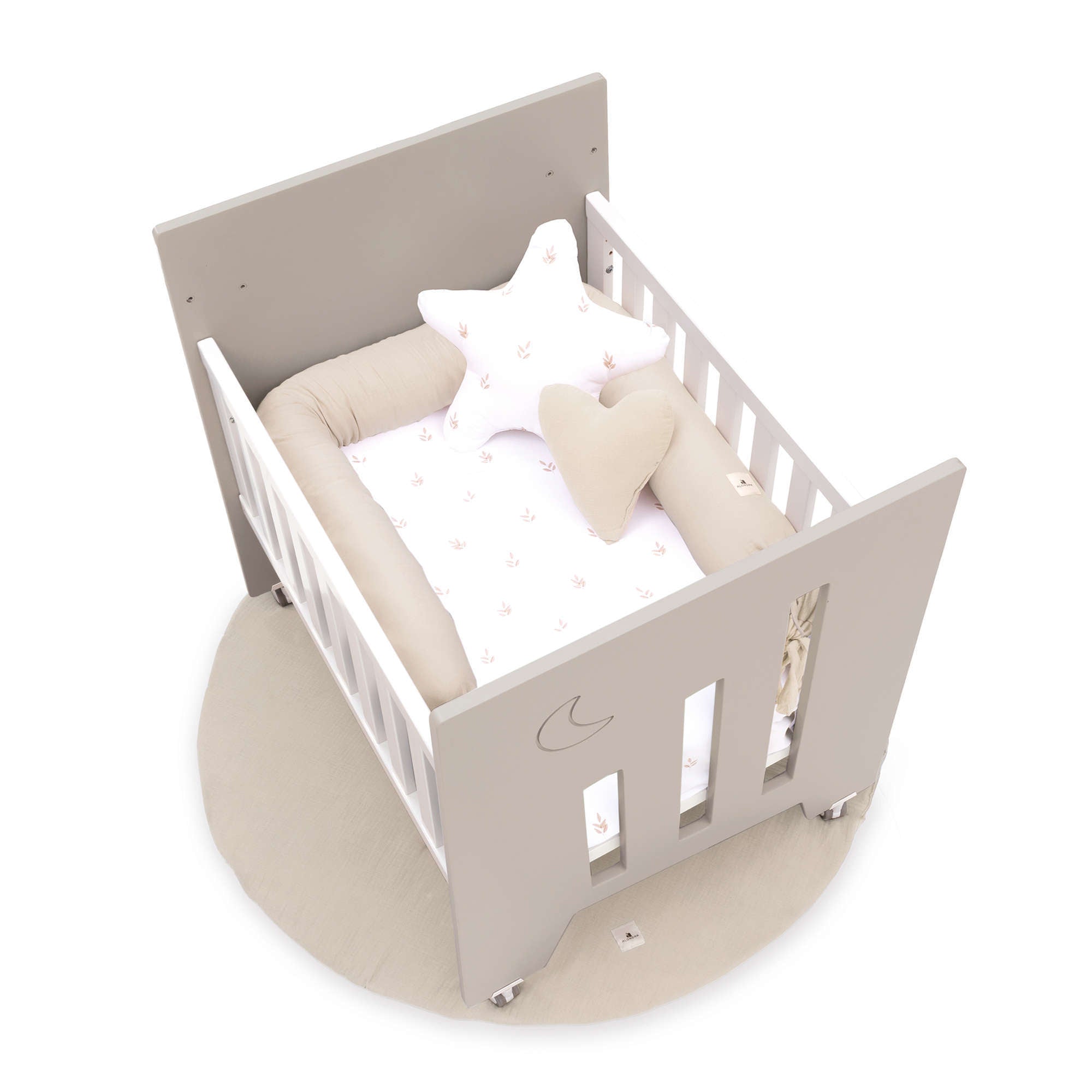 Minicuna colecho (5en1) con ruedas 60x80 cm beige · Omni Uno Arena C181A-M7753