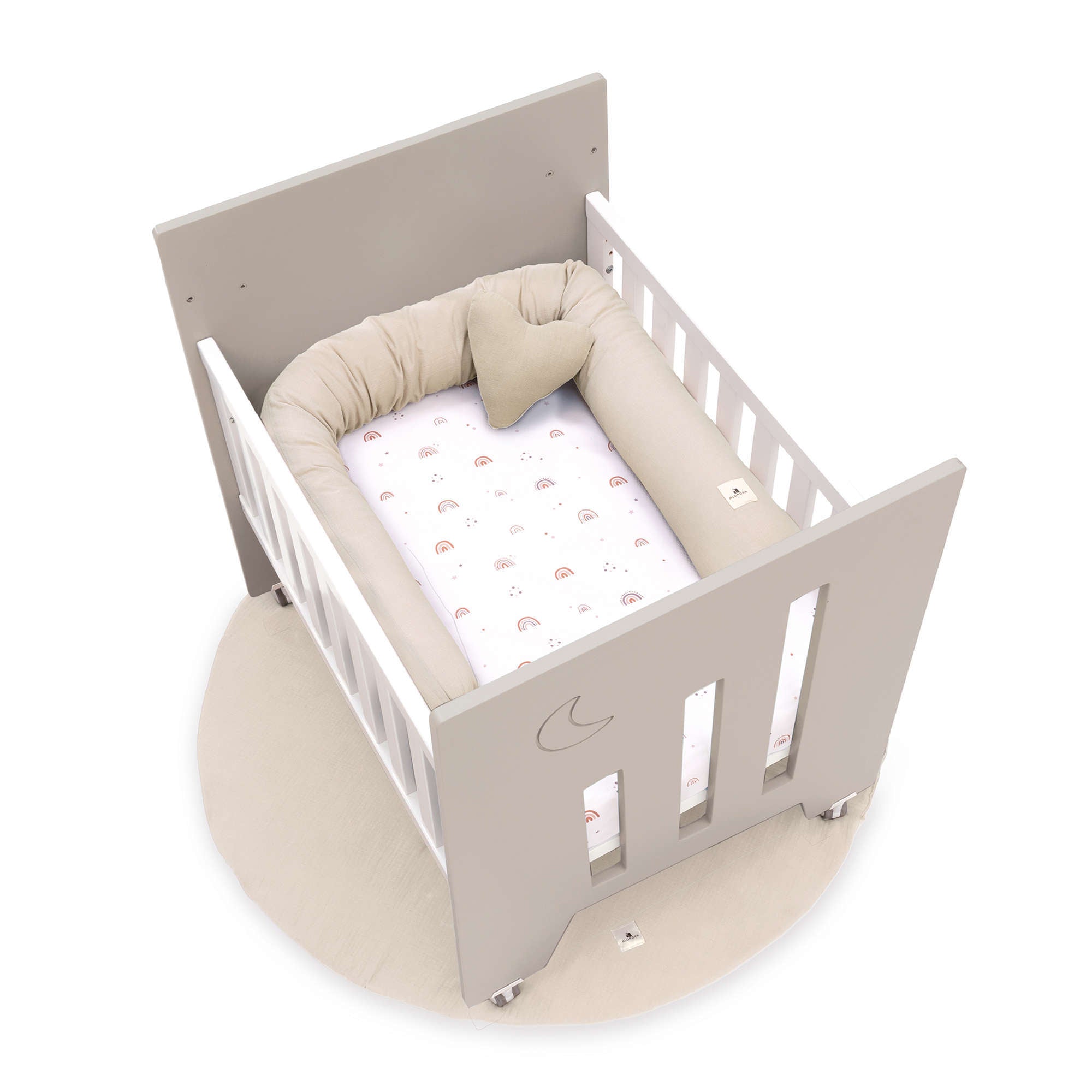 Minicuna colecho (5en1) con ruedas 60x80 cm beige · Omni Uno Arena C181A-M7753