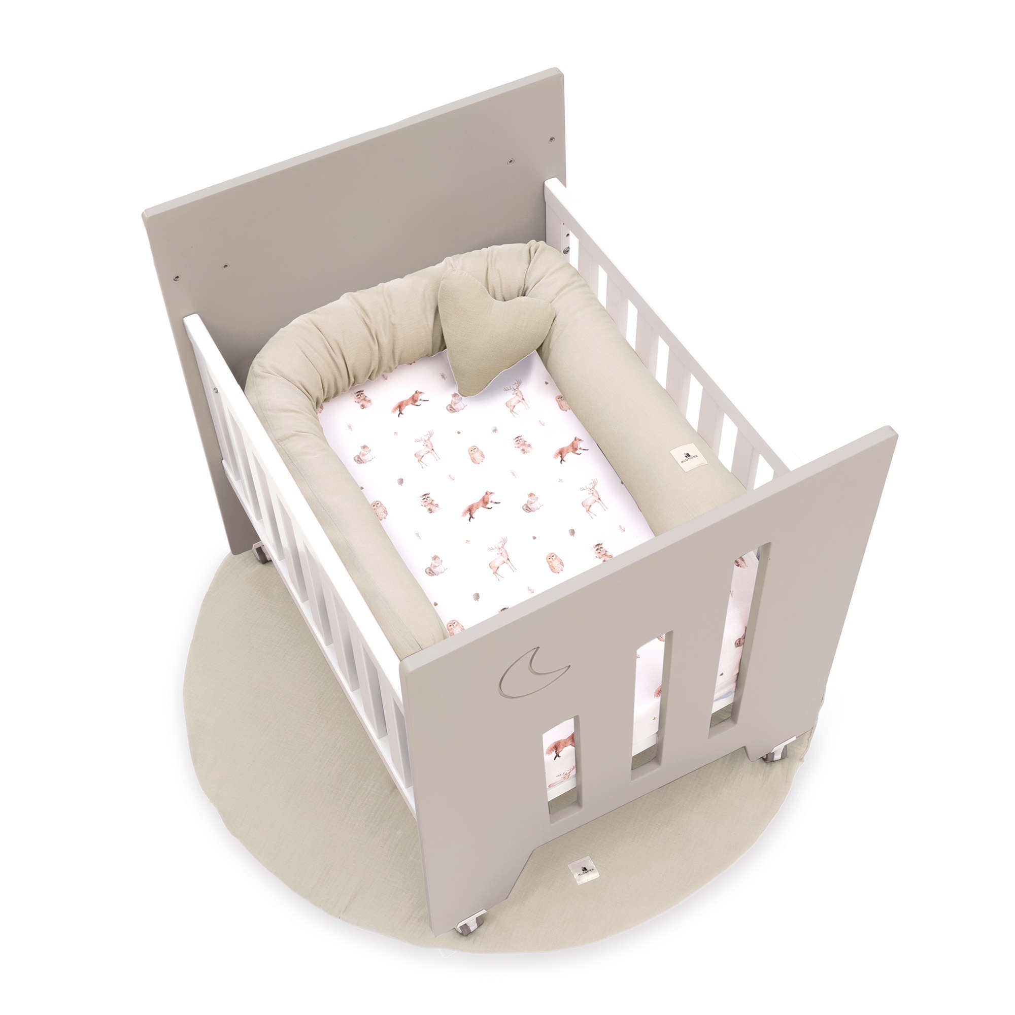 Minicuna colecho (5en1) con ruedas 60x80 cm beige · Omni Uno Arena C181A-M7753