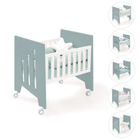Minicuna colecho (5en1) con ruedas 60x80 cm verde eucalipto · Omni Uno Eucalyptus