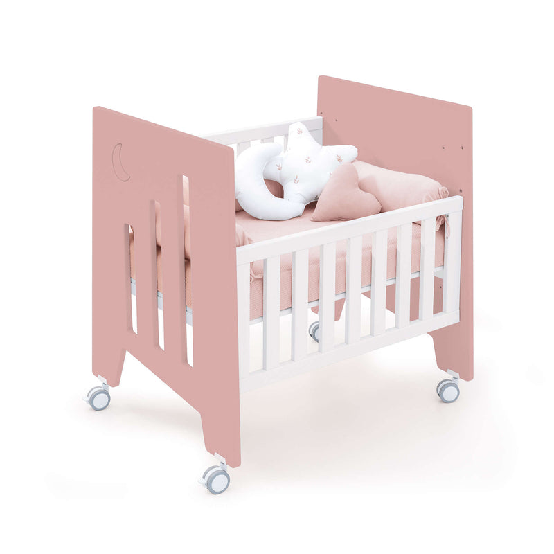 Minicuna colecho con ruedas 60x80 cm rosa · Omni Uno Quarzo