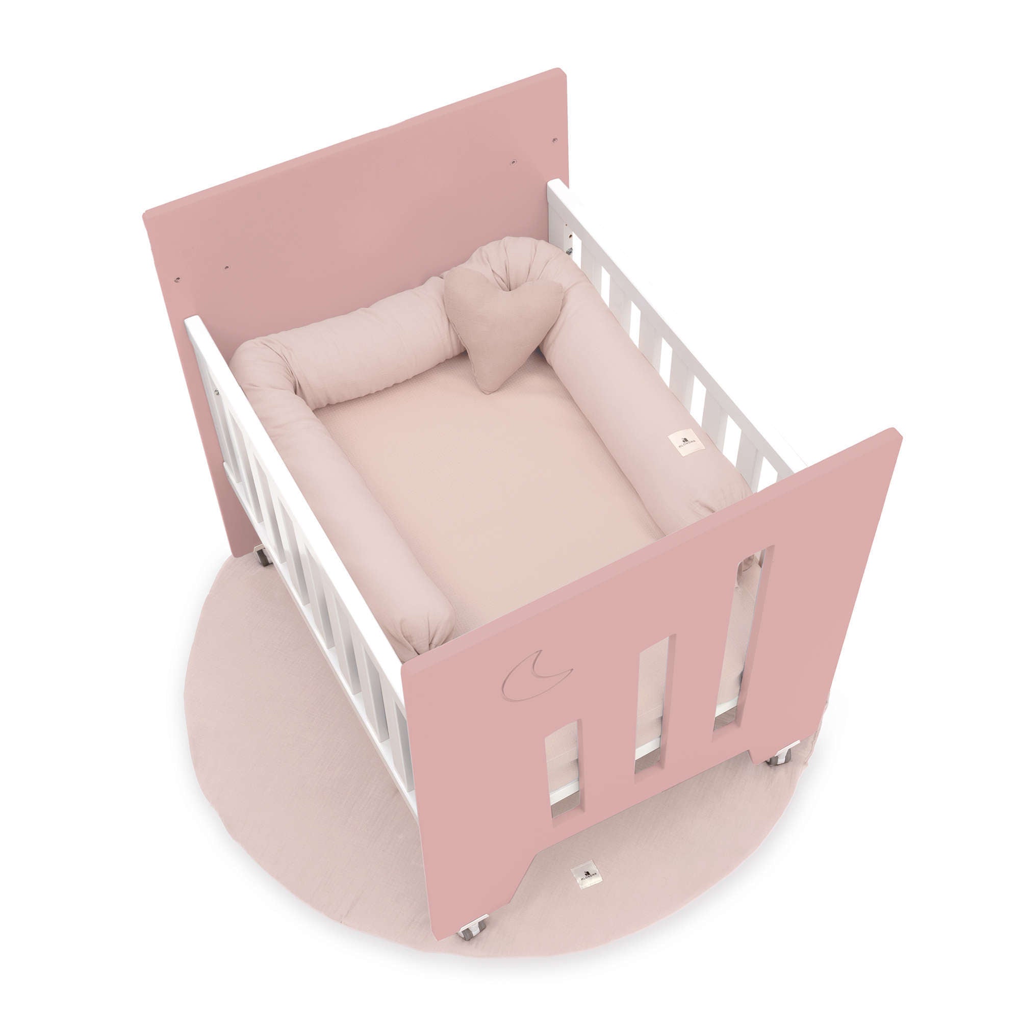 Minicuna colecho (5en1) con ruedas 60x80 cm rosa · Omni Uno Quarzo C181A-M7759