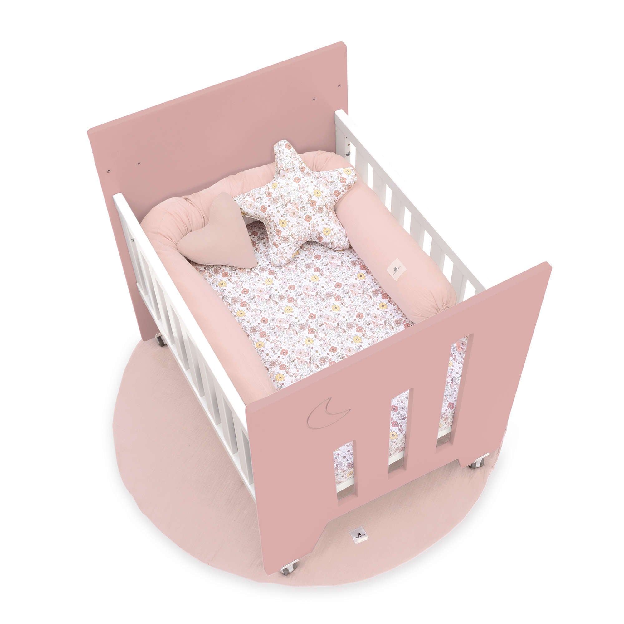 Minicuna colecho (5en1) con ruedas 60x80 cm rosa · Omni Uno Quarzo C181A-M7759