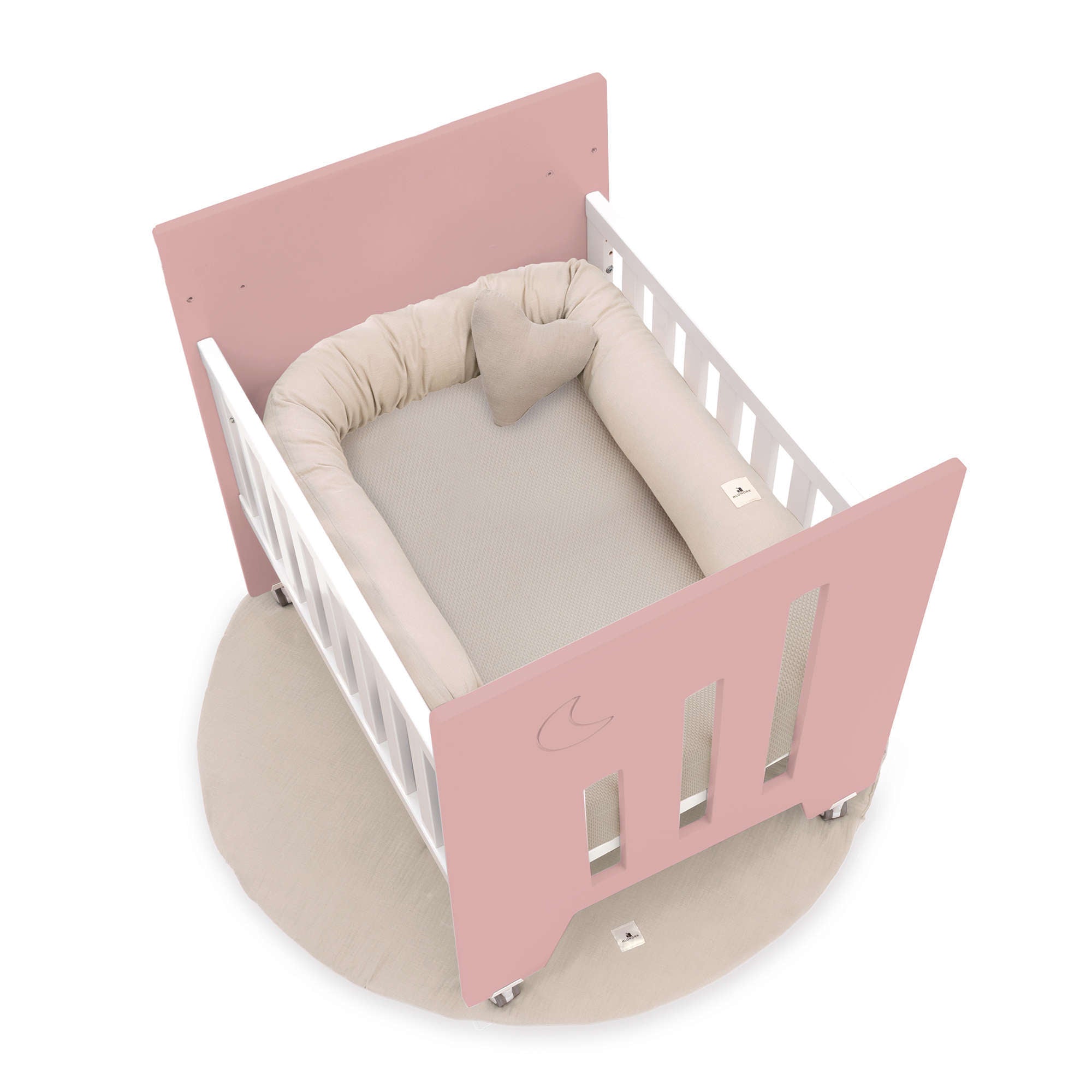 Minicuna colecho (5en1) con ruedas 60x80 cm rosa · Omni Uno Quarzo C181A-M7759