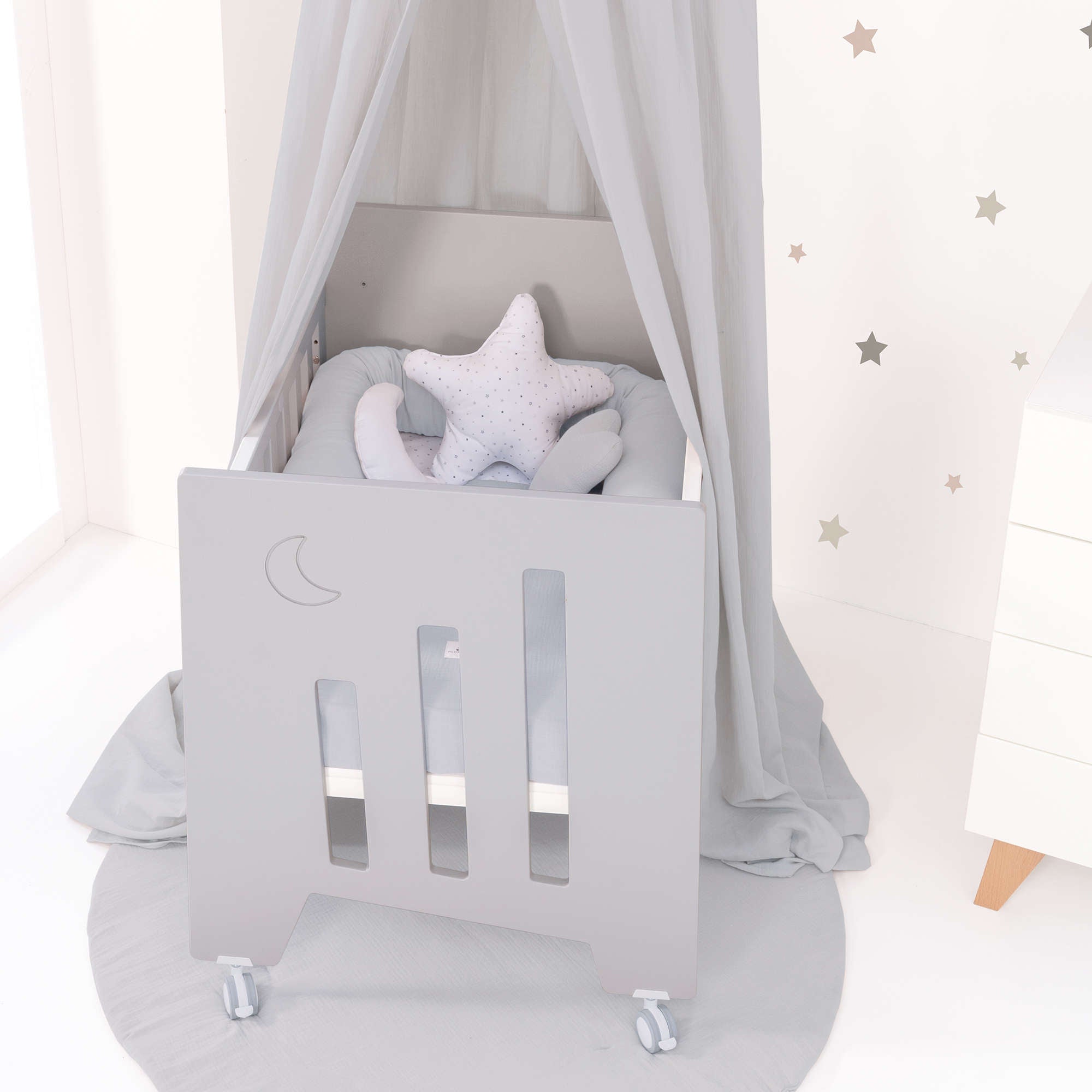 Minicuna colecho (5en1) con ruedas 60x80 cm gris · Omni Uno Grey C181A-M7778