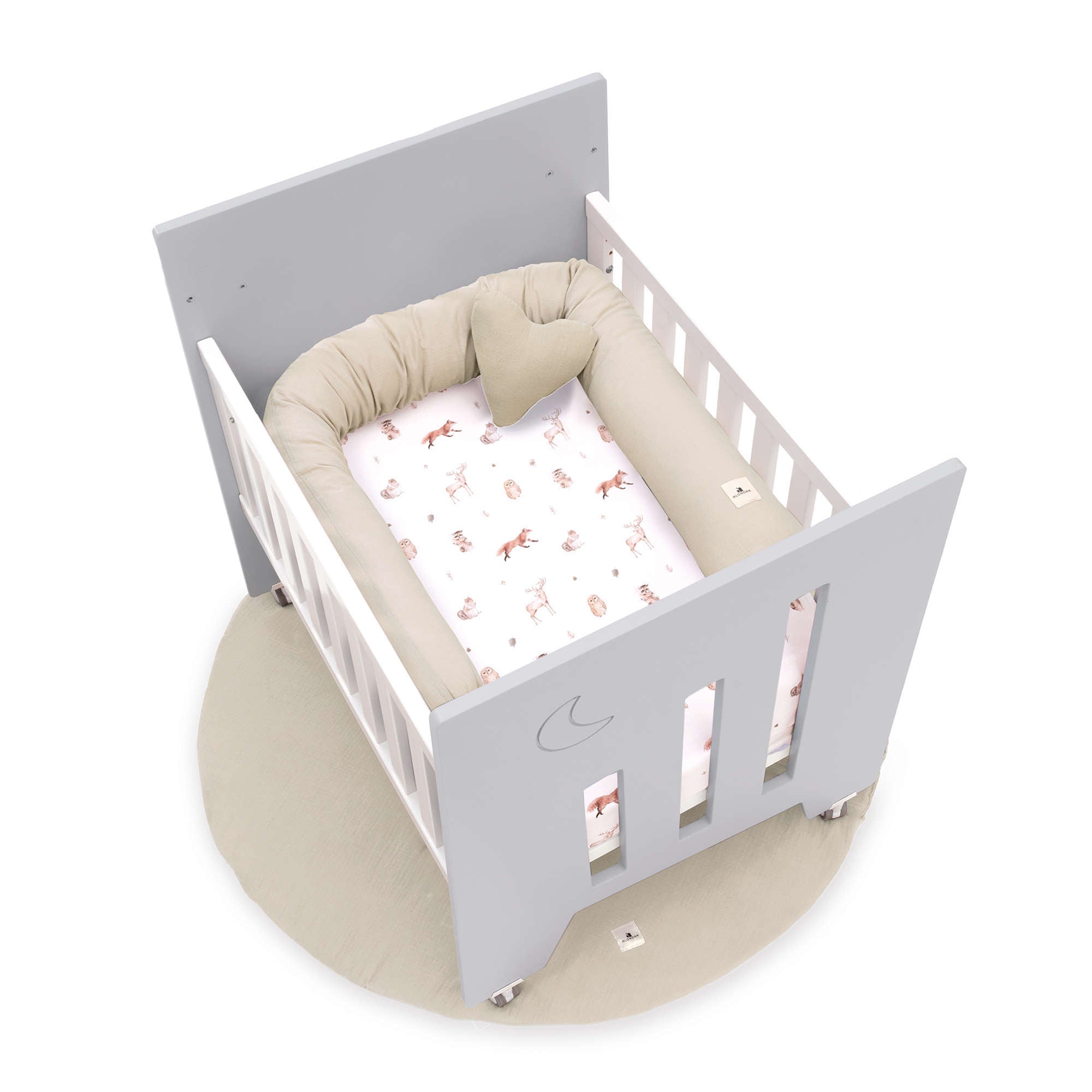 Minicuna colecho (5en1) con ruedas 60x80 cm gris · Omni Uno Grey C181A-M7778