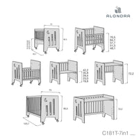 Minicuna 60x80 cm y cuna 60x120 cm (7en1) blanca · Omni Tre White