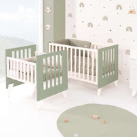 Minicuna y cuna todo en uno (7en1) blanca/verde-oliva · Nexo Tre Erba C187T-M7756