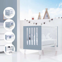 Cuna colecho 60x120 cm (4en1) blanco/celeste · Nexo Due Blu denim C187D-M7741