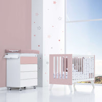 Cuna de colecho 60x120 cm (4en1) rosa pastel · Nexo Due Flamingo
