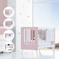 Cuna de colecho 60x120 cm (4en1) rosa pastel · Nexo Due Flamingo C187D-M7742