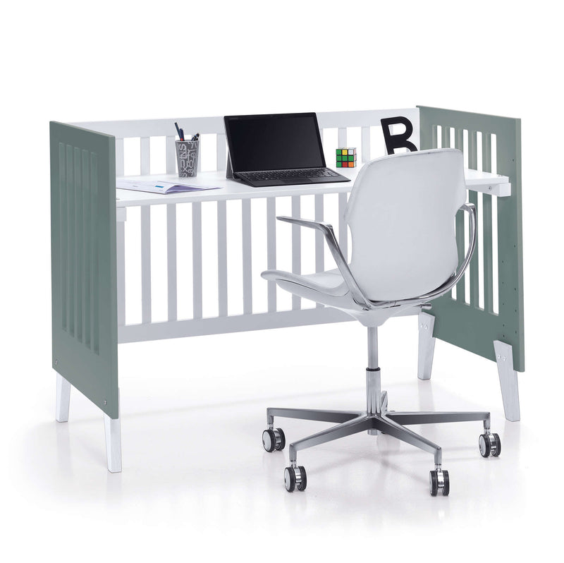 Minicuna y cuna todo en uno (7en1) blanca/verde eucalipto · Nexo Tre Eucalyptus