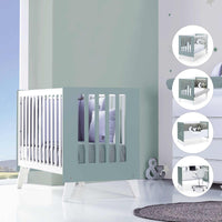 Cuna colecho 60x120 cm (4en1) blanco/verde eucalipto · Nexo Due Eucalyptus C187D-M7757