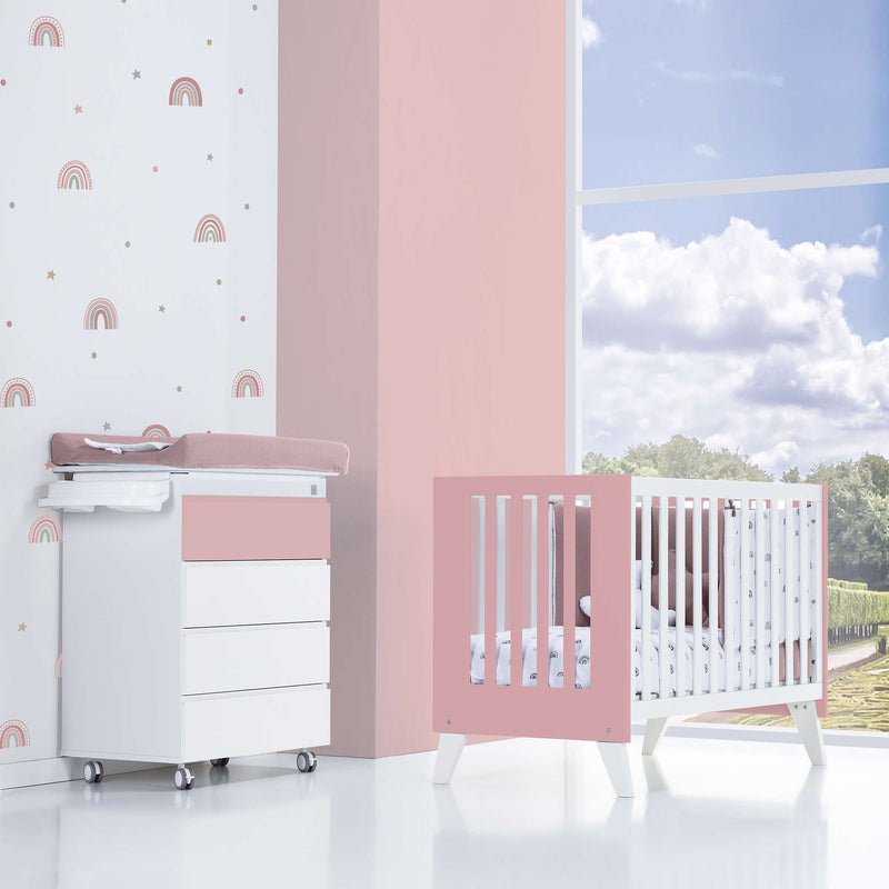 Cuna de colecho 60x120 cm (4en1) rosa · Nexo Due Quarzo