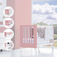 Cuna de colecho 60x120 cm (4en1) rosa · Nexo Due Quarzo C187D-M7759