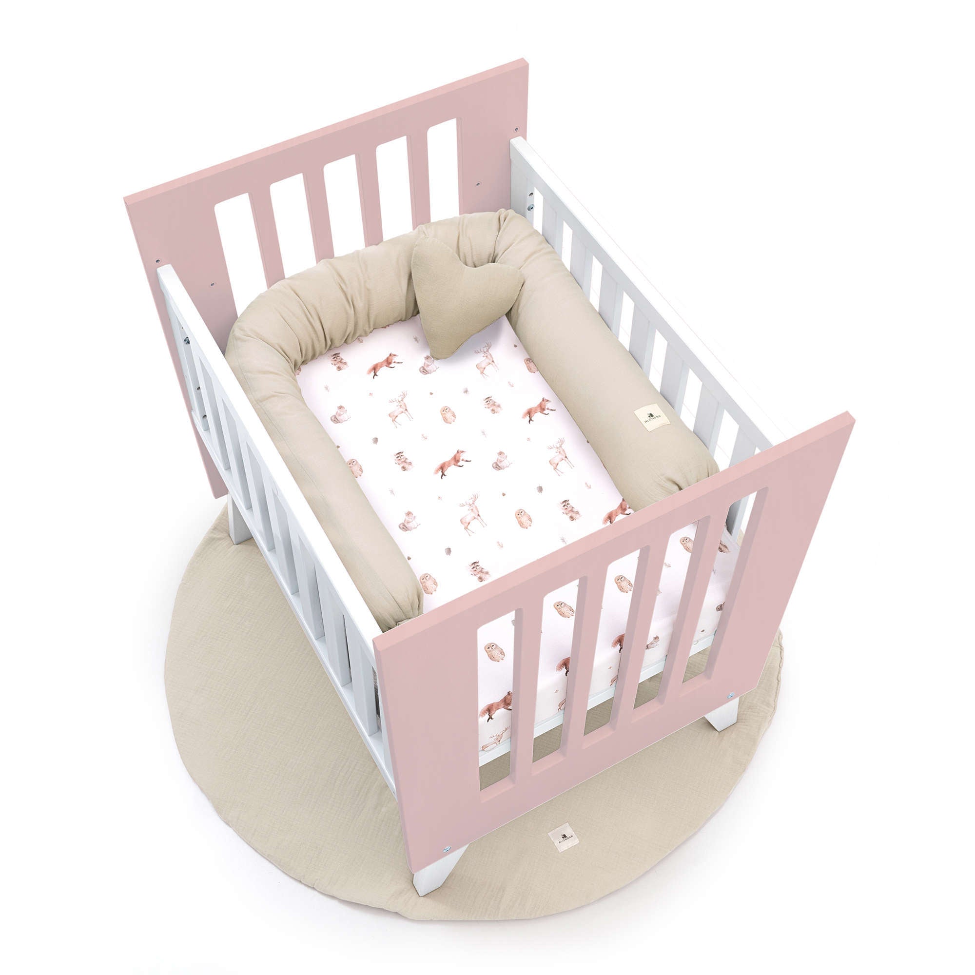 Minicuna 60x80 cm para colecho (5en1) blanca/rosa claro · Nexo Uno Flamingo C187A-M7742