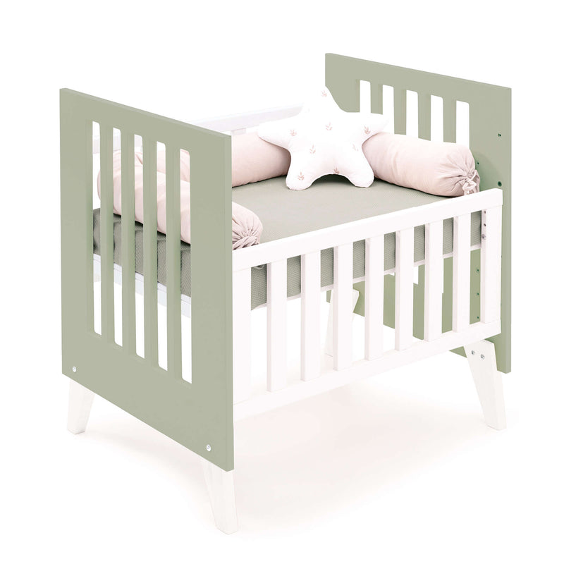 Minicuna y cuna todo en uno (7en1) blanca/verde-oliva · Nexo Tre Erba C187T-M7756