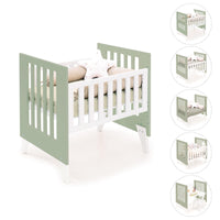 Minicuna 60x80 cm para colecho (5en1) blanca/verde-oliva · Nexo Uno Erba C187A-M7756