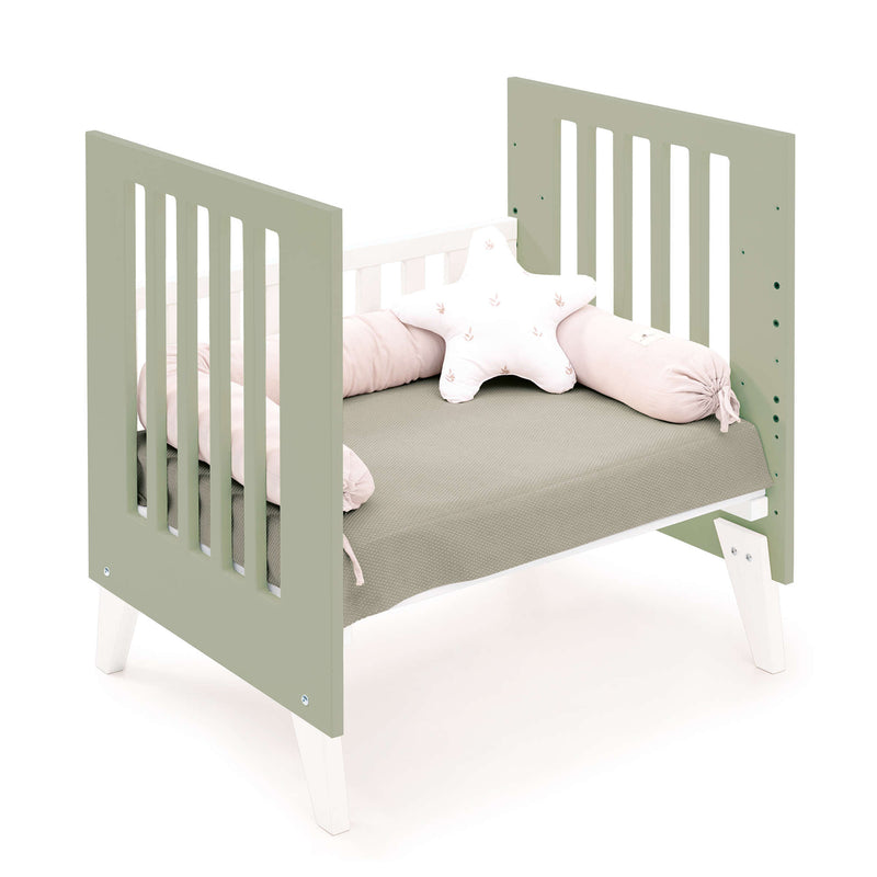 Minicuna y cuna todo en uno (7en1) blanca/verde-oliva · Nexo Tre Erba C187T-M7756