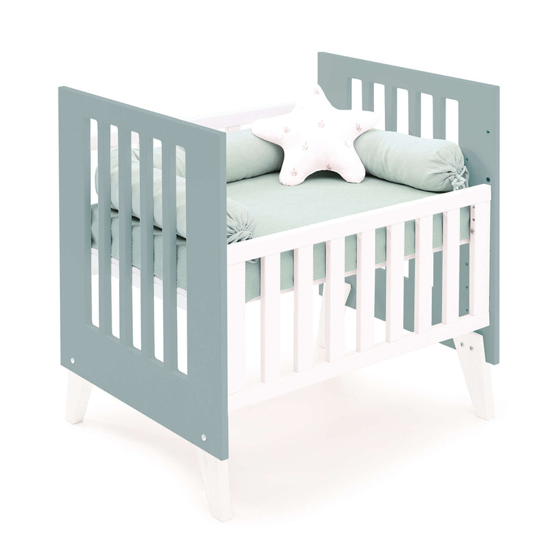 Minicuna y cuna todo en uno (7en1) blanca/verde eucalipto · Nexo Tre Eucalyptus C187T-M7757