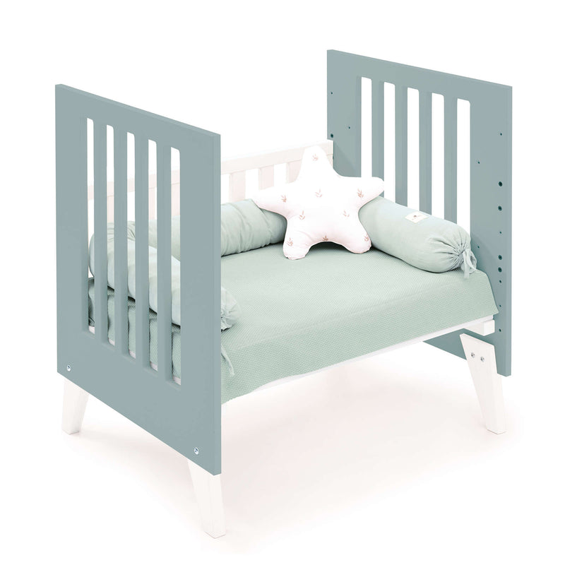 Minicuna y cuna todo en uno (7en1) blanca/verde eucalipto · Nexo Tre Eucalyptus C187T-M7757