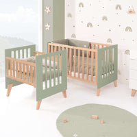 Minicuna convertible en cuna (7en1) madera/verde-oliva · Nexor Tre Erba