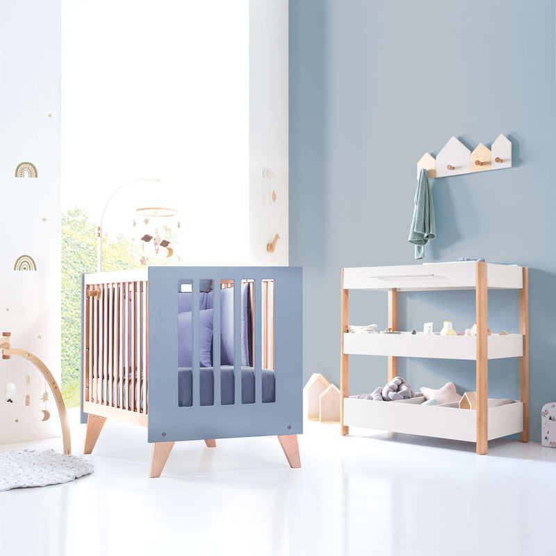 Cuna de colecho 60x120 cm (4en1) madera/celeste · Nexor Blue Denim