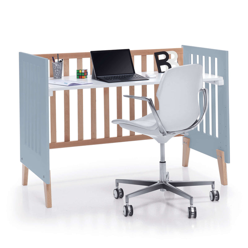 Minicuna convertible en cuna (7en1) madera/azul · Nexor Tre Blu denim