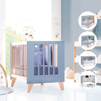 Cuna de colecho 60x120 cm (4en1) madera/celeste · Nexor Due Blue Denim